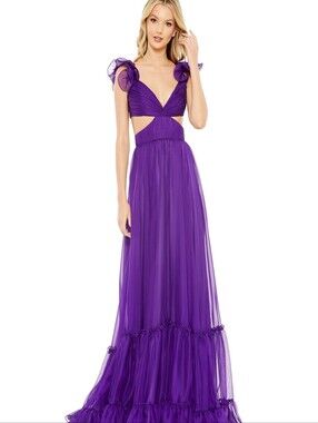 Mac Duggal Deep Purple Flowing Gown with Branded Tag